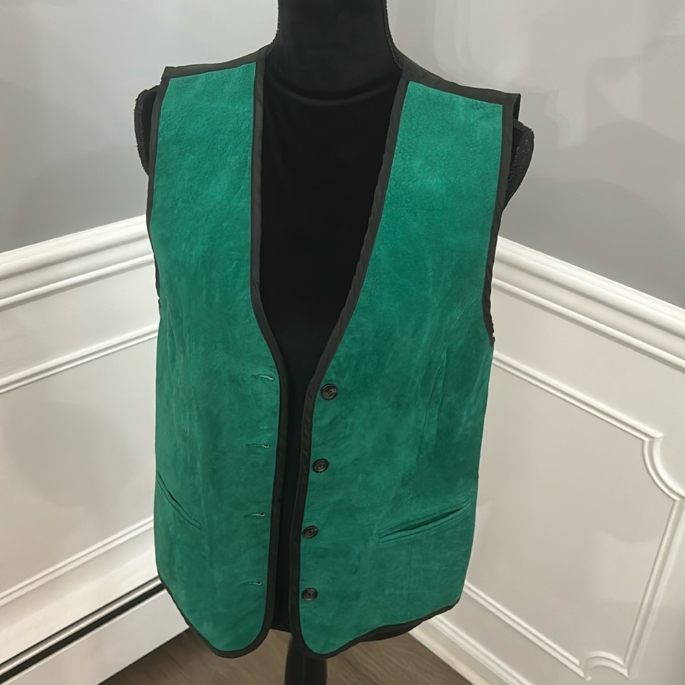 Diane Von Furstenberg Green Pig Skin Vest size M